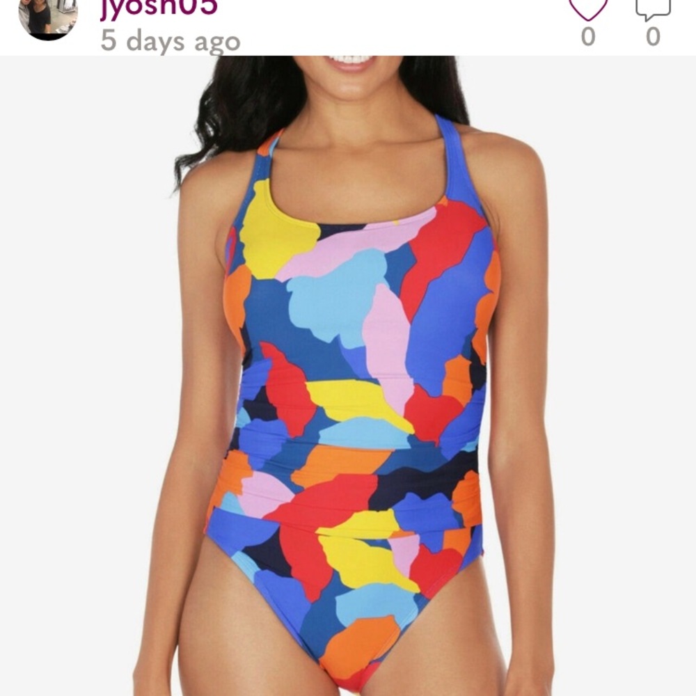 Nautica Multicolor Cross-Back One-Piece Swimsuit Castaway NWT-Small